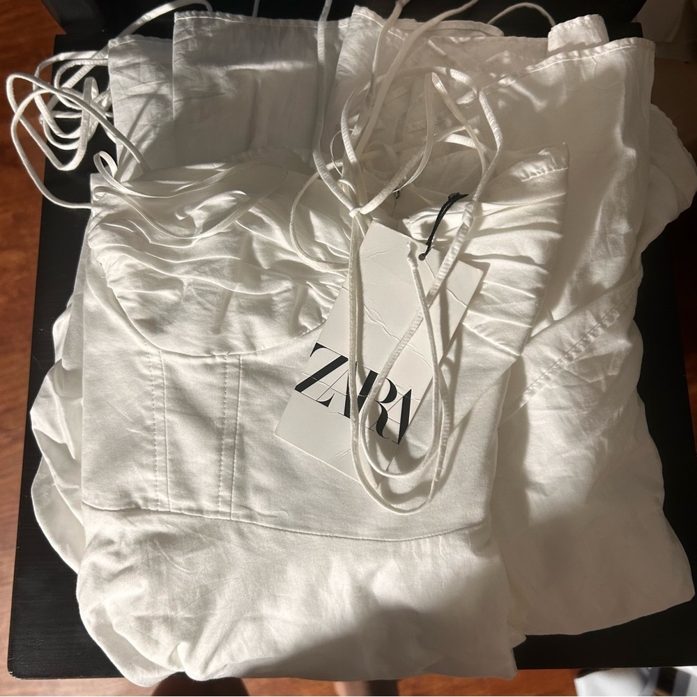 Zara White Strapless Midi Dress - Picture 13 of 15